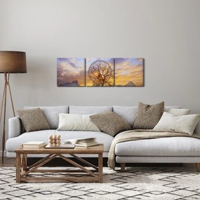 Tablou - Peisaj cu floarea soarelui (cu ceas) (90x30 cm)