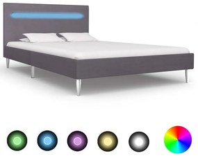 280967 vidaXL Cadru de pat cu LED-uri, gri, 120 x 200 cm, material textil