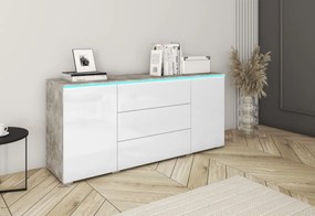 Expedo Comoda AMALIE, 150x68x39,5, beton/alb luciu