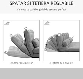 HOMCOM Canapea De Podea Pliabila, 130x73x60 cm Gri | Aosom Romania