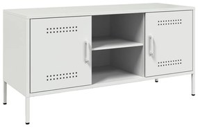 842993 vidaXL Dulap TV, alb, 100,5x39x50,5 cm, oțel