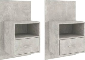 vidaXL Noptiere de perete, 2 buc., gri beton