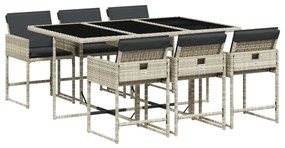 3278038 vidaXL Set mobilier de grădină cu perne, 7 piese gri deschis poliratan