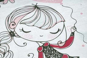 BAMBINO 2644 covor lavabil Fetiță, unicorn pentru copii anti-alunecare - alb / roz