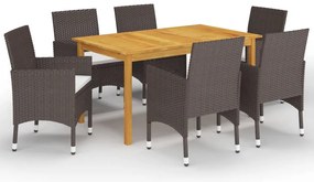 vidaXL Set mobilier de grădină, 7 piese, maro