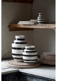 Vază din gresie Kähler Design Omaggio, înălțime 30,5 cm, negru-alb