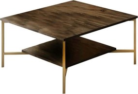 Masuta cafea Gold Line, nuc/negru, PAL, 80x80x40 cm