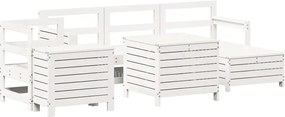 vidaXL Set canapea de grădină, 7 piese, alb, lemn masiv de pin