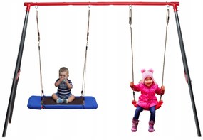 Leagăn dublu pentru copii, cu scaun și cuib de barză