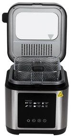 Friteuza cu ulei Elite EDF-1103, 1200W, 2.5 L, 190°C, Fereastra vizualizare, Filtru mirosuri, Control digital, Negru/Argintiu