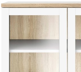 Vitrină Atrei, alb / stejar sonoma