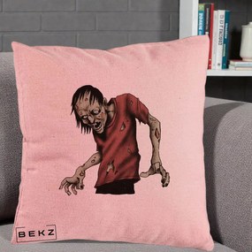 Perna Decorativa Halloween Zombie Infricosator, 40x40 cm, Roz, Husa Detasabila, Perna Inclusa, BEKZ®