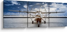 Tablou cu aeroplan cu motor (cu ceas) (90x30 cm)