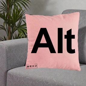 Perna Personalizata Tasta Alt Tipografie Bold, 40x40 cm, Roz, Husa Detasabila, Perna Inclusa, BEKZ®