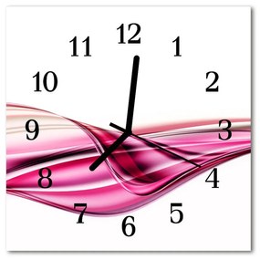 Ceas de perete din sticla pătrat Abstract Lines Art roz