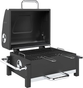 Outsunny Grătar Pe Cărbuni cu Orificii de Ventilație, Sertar pentru Cenușă, Grătar Portabil cu Termometru, Grătare, Capac, Mâner din Oțel Inoxidabil, BBQ pe Cărbuni pentru Grădină Camping, Negru | Aosom Romania