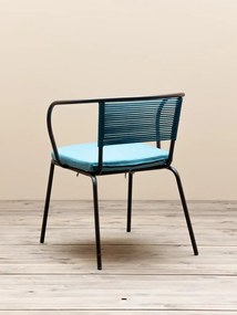 Scaun dining albastru din textil, Arena