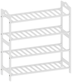 HOMCOM Raft pentru Pantofi din Bambus pentru 12 Perechi de Pantofi pentru Intrare Hol Dormitor 67,5x24,7x72 cm Alb | Aosom Romania