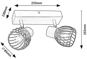 Rabalux 73002 - Spot ABERAMA 2xE14/10W/230V