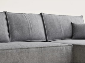 Colțar gri extensibil/cu spațiu de depozitare cu tapițerie din chenille (cu colț pe partea dreaptă/cu șezlong) Maze – Maison de Rêve