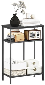 HOMCOM Consolă cu 3 Rafturi din Metal și Lemn, 55x30x81 cm, Negru | Aosom Romania