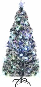 vidaXL Brad de Crăciun pre-iluminat cu suport și LED-uri, 210 cm, fibră optică