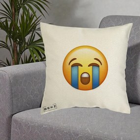 Perna Decorativa Emoji Plange, 40x40 cm, Ecru, Husa Detasabila, Perna Inclusa, BEKZ®