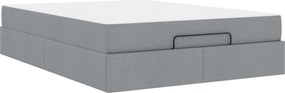 vidaXL Cadru de pat cu saltea cu saltea 2 pcs Gri deschis țesătură