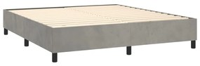 Pat box spring cu saltea, gri deschis, 180x200 cm, catifea Gri deschis, 180 x 200 cm, Design cu nasturi