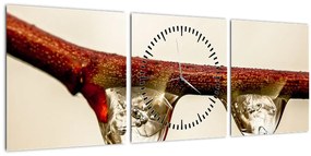 Tablou cu picături de apă pe creangă (cu ceas) (90x30 cm)