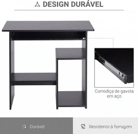 HOMCOM Birou pentru Calculator cu Raft pentru Unitate Centrală și Raft Detașabil pentru Tastatură, 80x45x75 cm, Negru | Aosom Romania