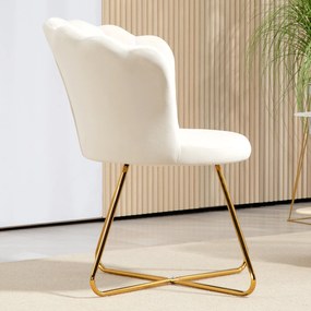 HOMCOM Fotoliu de machiaj fotoliu din catifea fotoliu de salon cu picioare din oțel 69 x 64 x 80 cm crem | Aosom Romania