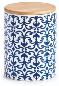 Recipient pentru depozitare cu capac, din ceramica, Morocco Medium Albastru / Alb, 900 ml, Ø11xH15,3 cm