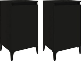 vidaXL Noptiere, 2 buc, negru, 40x35x70 cm, lemn prelucrat