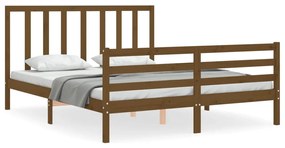 3193799 vidaXL Cadru de pat cu tăblie, maro miere, king size, lemn masiv