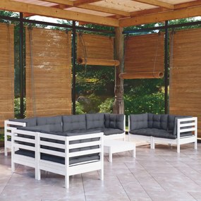 vidaXL Set mobilier de grădină cu perne, 9 piese, lemn masiv de pin