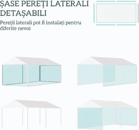 Outsunny  Cort de Exterior cu 6 Părți Laterale Detașabile, Cort pentru Petrecerie, Adăpost pentru Umbră pentru Evenimente, 584.6x295.6x256 cm, Alb.