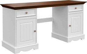 Birou lemn masiv nuc Linea Alb-, 155 × 54 × 77 cm