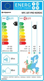 Aparat de aer condiționat cu invertor Nippon NPC 18 T-PRO NORDIC, 18.000 BTU, 35 m², A+++/A++, R-32, alb