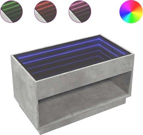 vidaXL Măsuță de cafea cu LED infinity, gri beton, 90x50x50 cm