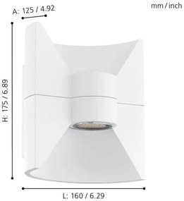 Eglo 93367 REDONDO - Aplică de perete LED pentru exterior, albă, 2x LED-SMD/2,5W/230V IP44