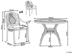 Set de masă pentru grădină SALIO (metal) (maro) (pentru 4 persoane). 1019204