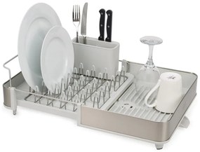 Uscător de vase Joseph Joseph Extend 851692, Extensibil, Drenaj, Spațiu pentru panou, Recipient pentru ustensile detașabil, Șampanie/alb