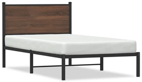4007759 vidaXL Cadru pat metalic cu tăblie, stejar maro, 100x190 cm
