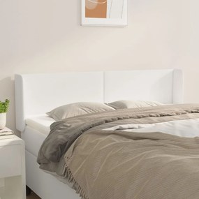3118579 vidaXL Tăblie de pat cu aripioare alb 147x16x78/88 cm piele ecologică