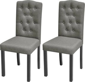 vidaXL Scaune de bucătărie, 2 buc., gri, material textil