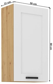 Dulap superior Lesana 2 (alb + stejar artisan) 50 G-90 1F . 1063968