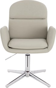 HR480CROSS Scaun Ecru Piele Ecologica Premium Soft cu Bază Cromata