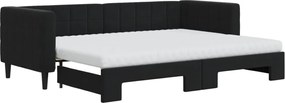 vidaXL Pat de zi cu extensie și saltea, negru, 80x200 cm, catifea