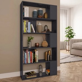 800107 vidaXL Bibliotecă/Separator cameră gri extralucios 80x24x159 cm PAL